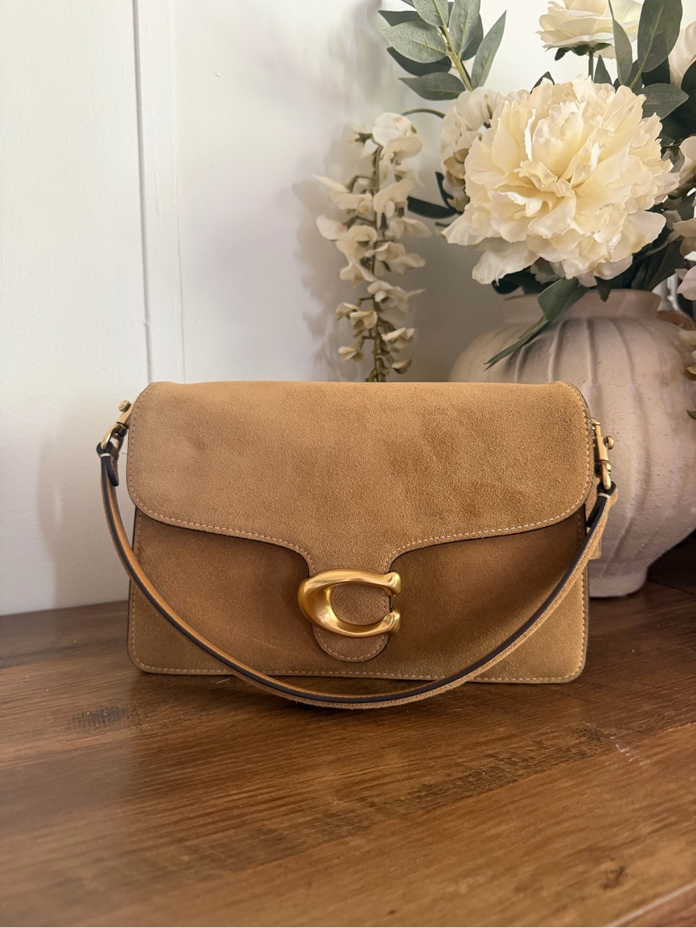Coach Chain Tabby in Tan Suede